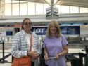 June and Robin at the LOT Polish Airlines counter in Chicago
